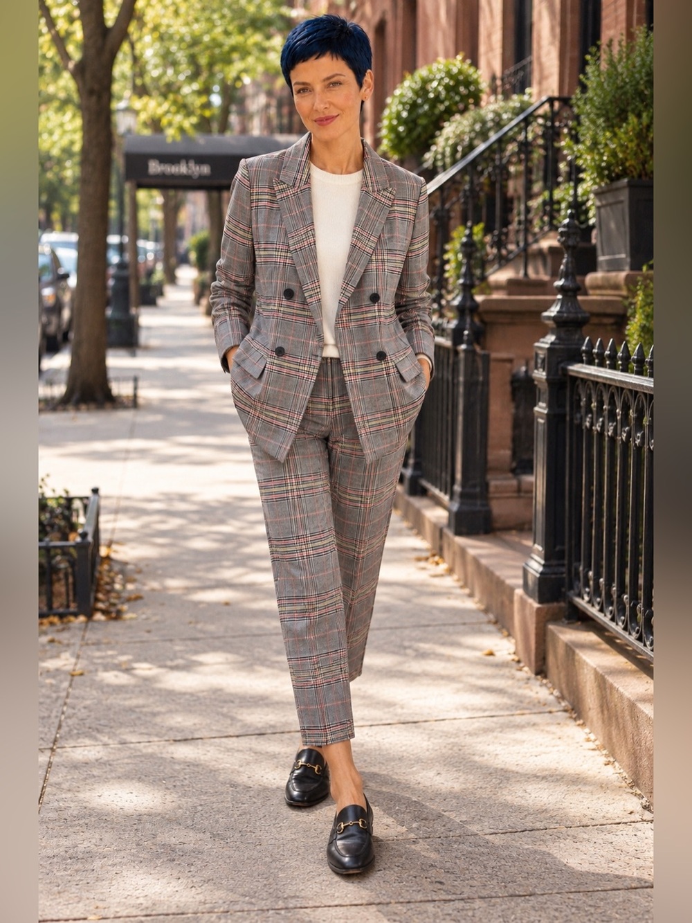 LOFT Plaid Suit Set Blazer 12 Pants 10 Matching Trousers Preppy Career
